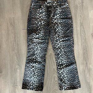 Ganni Betzy Crop Leopard Denim